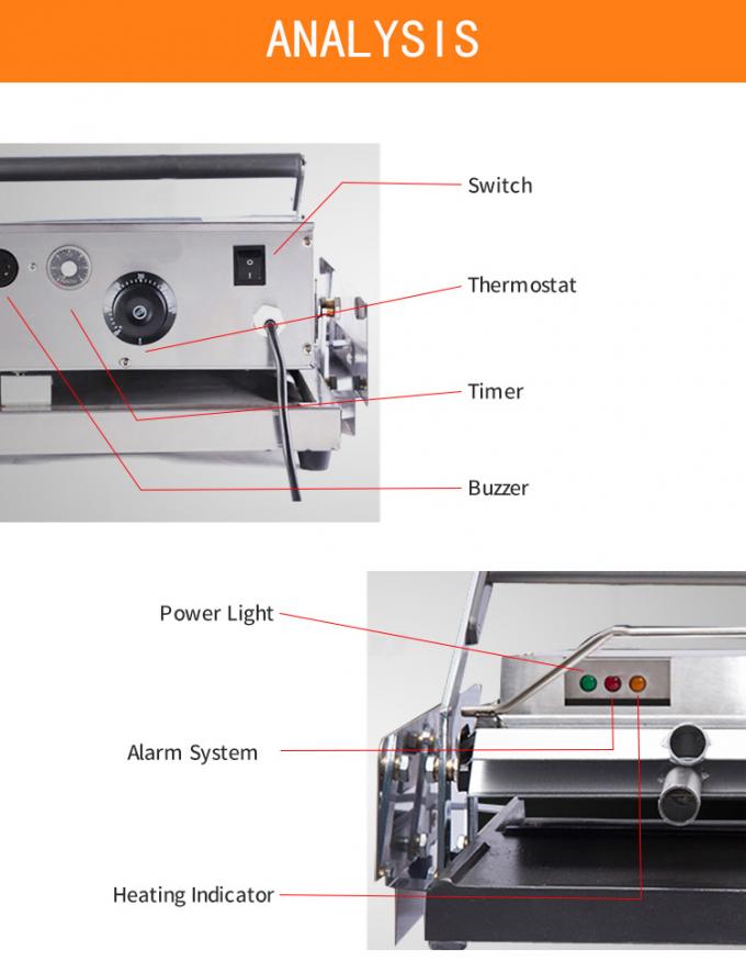 アルミ合金の基盤が付いている2.4kwハンバーガー パン トースターのパン屋のプロセス用機器