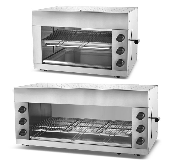 9KWコマーシャル2の棚はホテルのためのサンショウウオ3/6バーナーのステンレス鋼肉グリル機械にガスを供給する