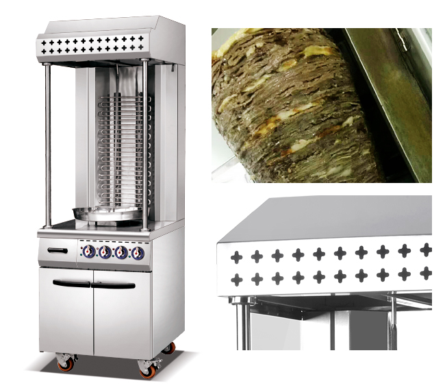 ホテルのステンレス鋼のためのキャビネットが付いている機械を作るShawarmaの二重コマーシャル電気Kebab