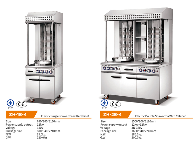 ホテルのステンレス鋼のためのキャビネットが付いている機械を作るShawarmaの二重コマーシャル電気Kebab