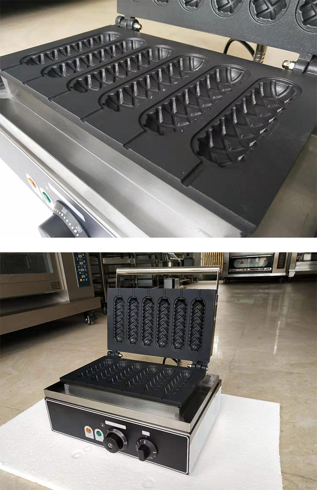 フランスの6つの穴のワッフル メーカー機械/非棒のパン屋のトウモロコシのホット ドッグ機械
